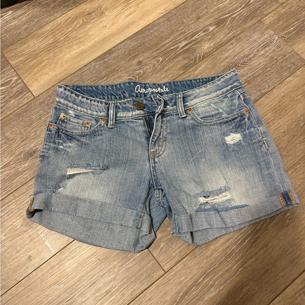 Aeropostale Light Blue Distressed Jean Shorts